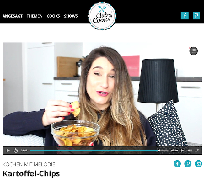 Screenshot von Melodie mit ihren selbstgemachten Kartoffel-Chips