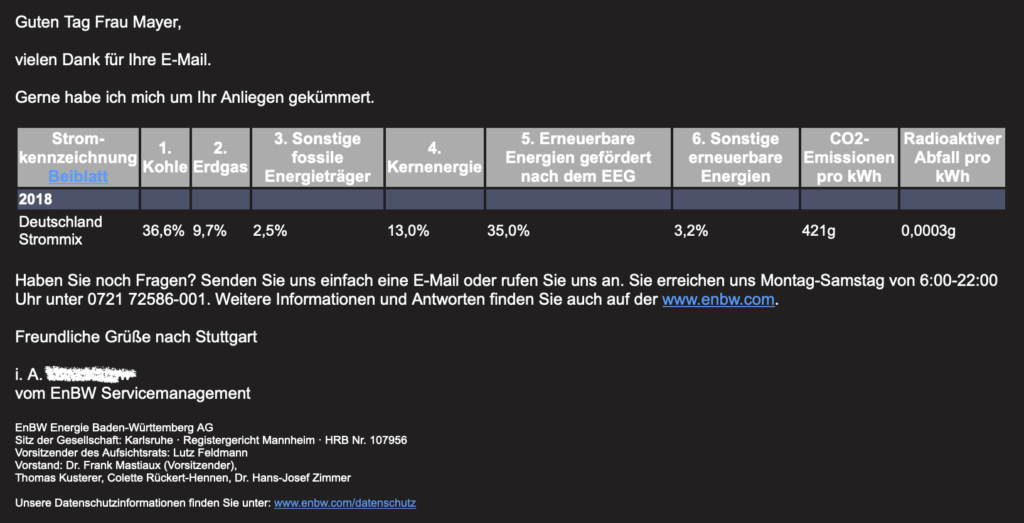 Welchen Strom tankt man an der Ladesäule der EnBW in Stuttgart?